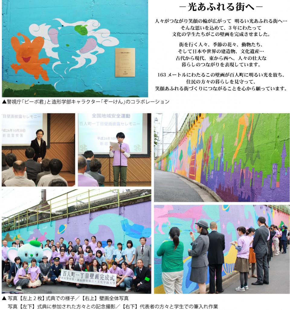 デザイン 造形学科 新宿区百人町壁画プロジェクト 完成報告 文化学園大学
